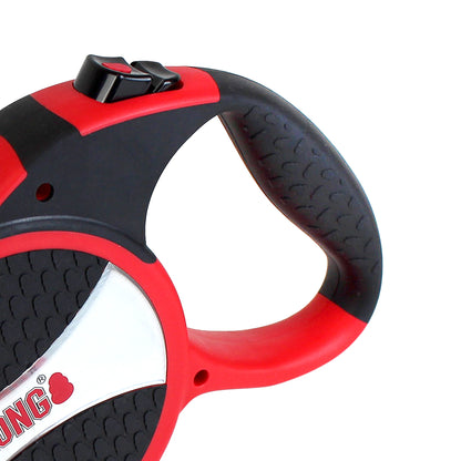 Front View of KONG Explore Retractable Red Dog Lead