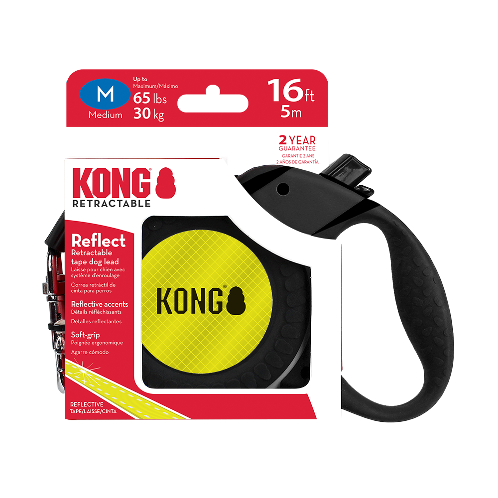 Front View of KONG Reflect Retractable Red Dog Lead