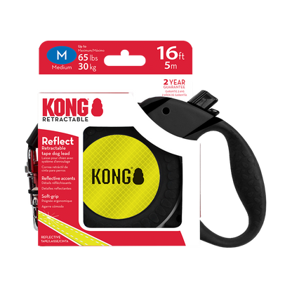 Front View of KONG Reflect Retractable Red Dog Lead