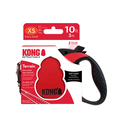 Front View of KONG Terrain Retractable Red Dog Lead