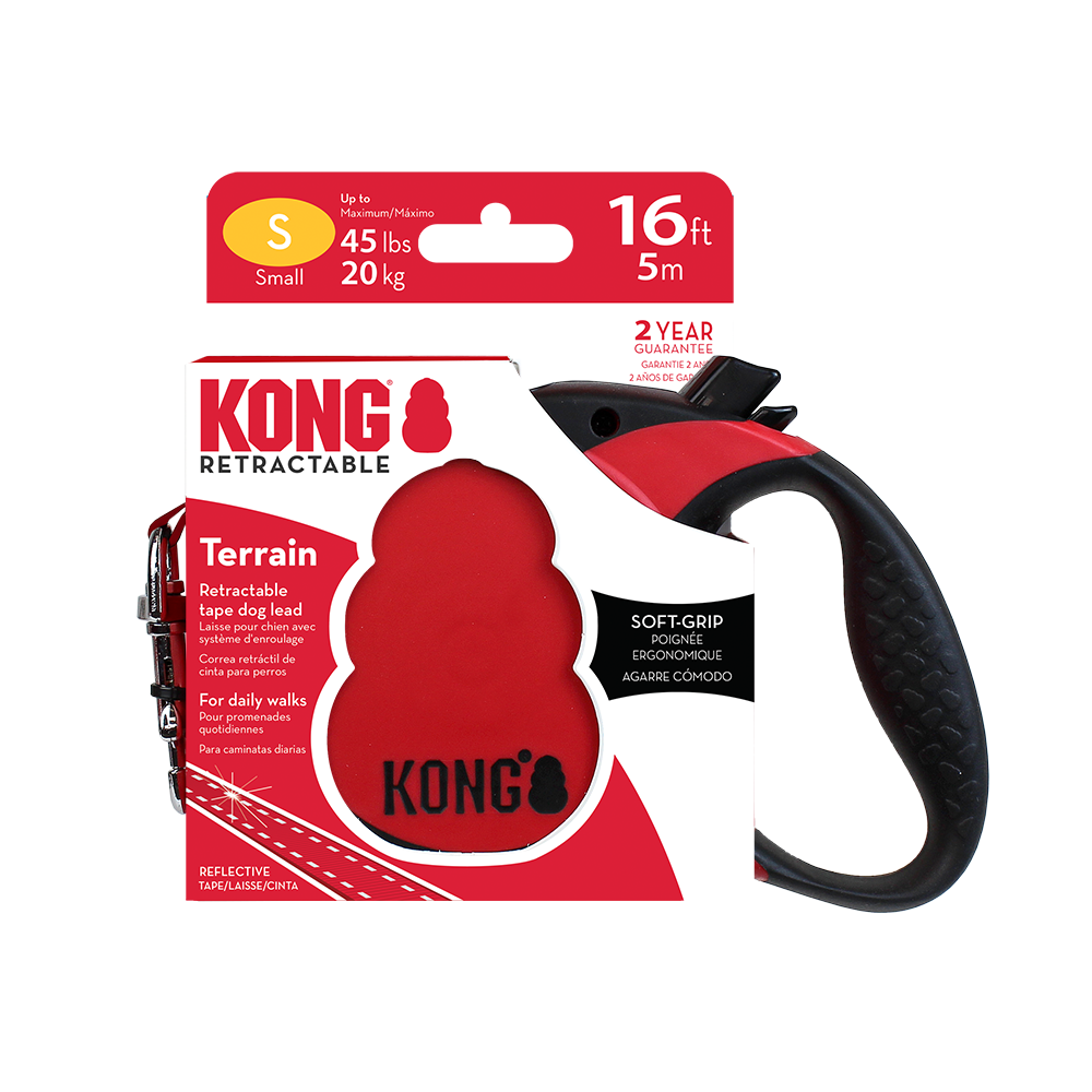 Front View of KONG Terrain Retractable Red Dog Lead