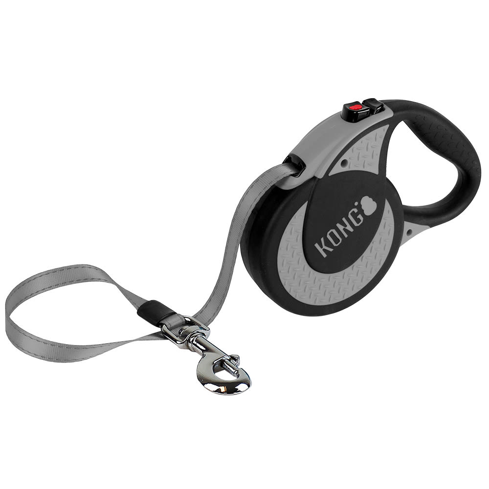 Front View of KONG Ultimate Retractable Grey Dog Lead