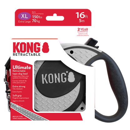 Front View of KONG Ultimate Retractable Grey Dog Lead