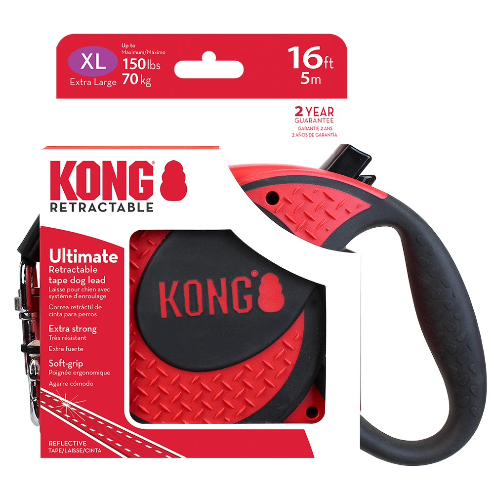 Front View of KONG Ultimate Retractable Red Dog Lead