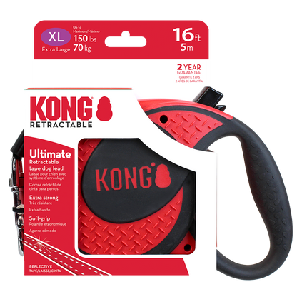 Front View of KONG Ultimate Retractable Red Dog Lead