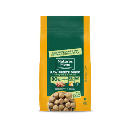 Front View of Natures Menu Raw Freeze Dried Complete and Balanced Adult Chicken Dry Dog Food