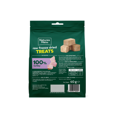 Back View of Natures Menu Raw Freeze Dried Turkey Chunks Dog Treats