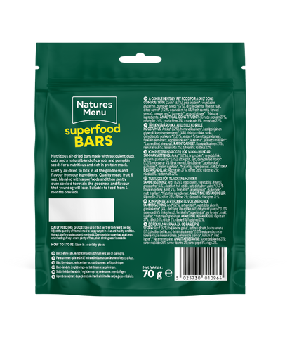 Back View of Natures Menu Country Hunter Superfood Bars - Duck Adult Dog Treats