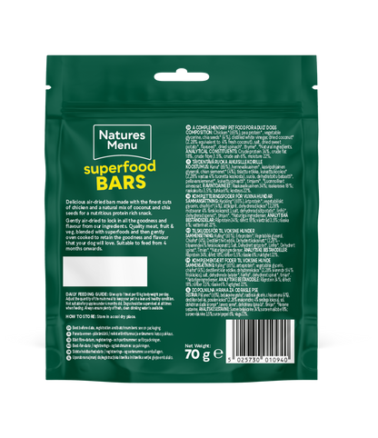 Back View of Natures Menu Country Hunter Superfood Bars - Chicken Adult Dog Treats