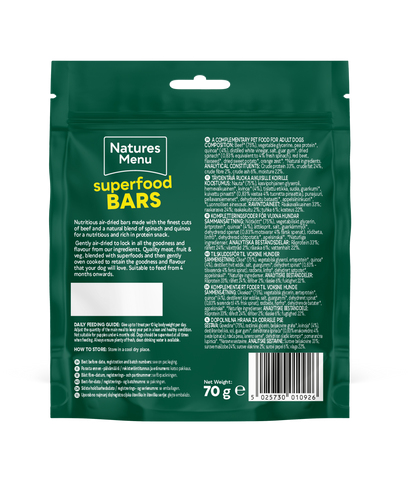 Back View of Natures Menu Country Hunter Superfood Bars - Beef Adult Dog Treats