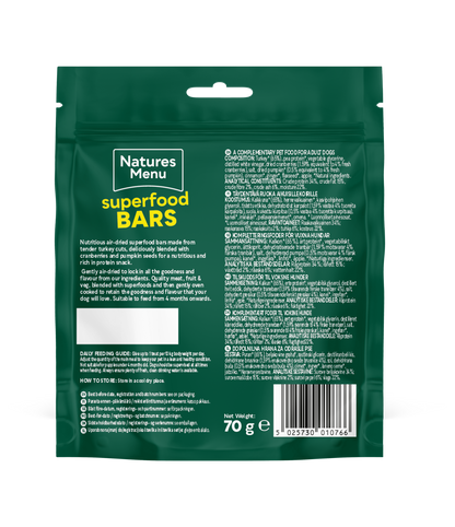 Back View of Natures Menu Country Hunter Superfood Bars - Turkey Adult Dog Treats