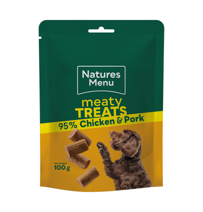 Front View of Natures Menu Meaty Treats with Chicken & Pork for Adult Dogs