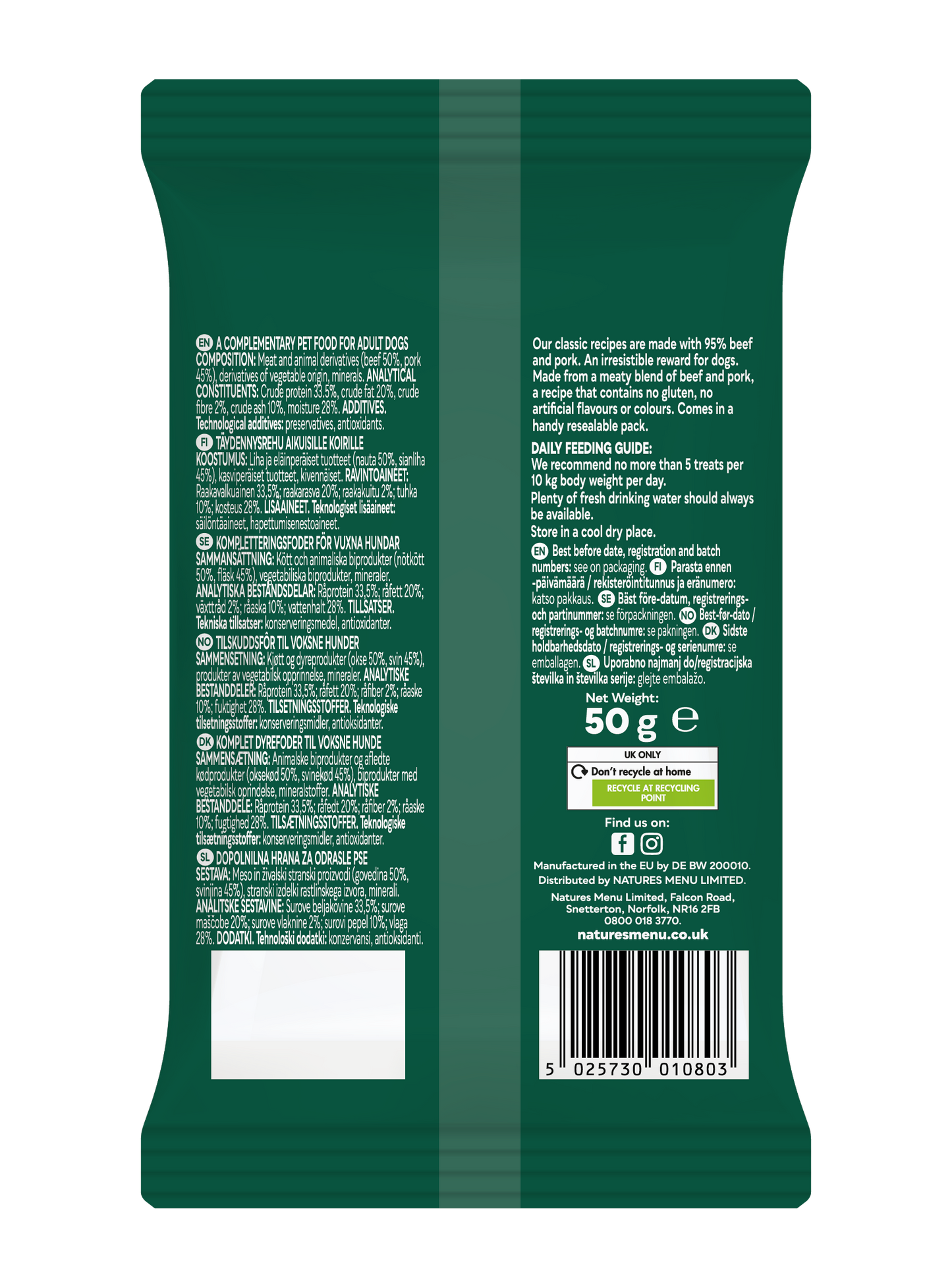 Back View of Natures Menu Meaty Treats with Beef & Pork for Adult Dogs