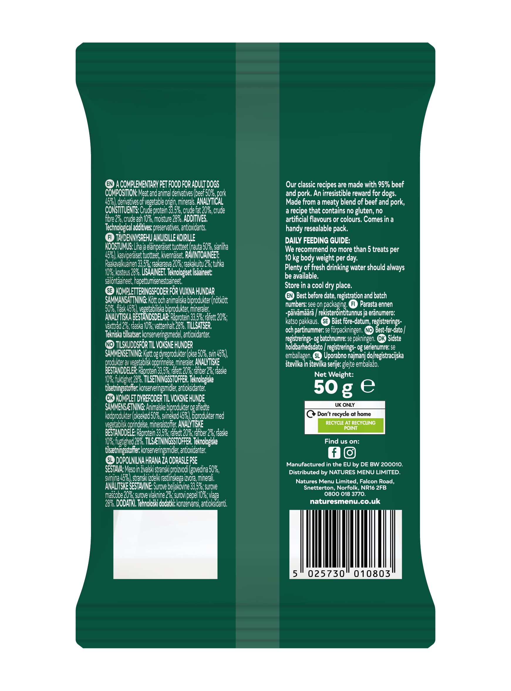 Back View of Natures Menu Meaty Treats with Beef & Pork for Adult Dogs