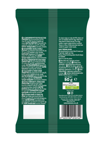 Back View of Natures Menu Meaty Treats with Lamb, Chicken & Pork for Adult Dogs