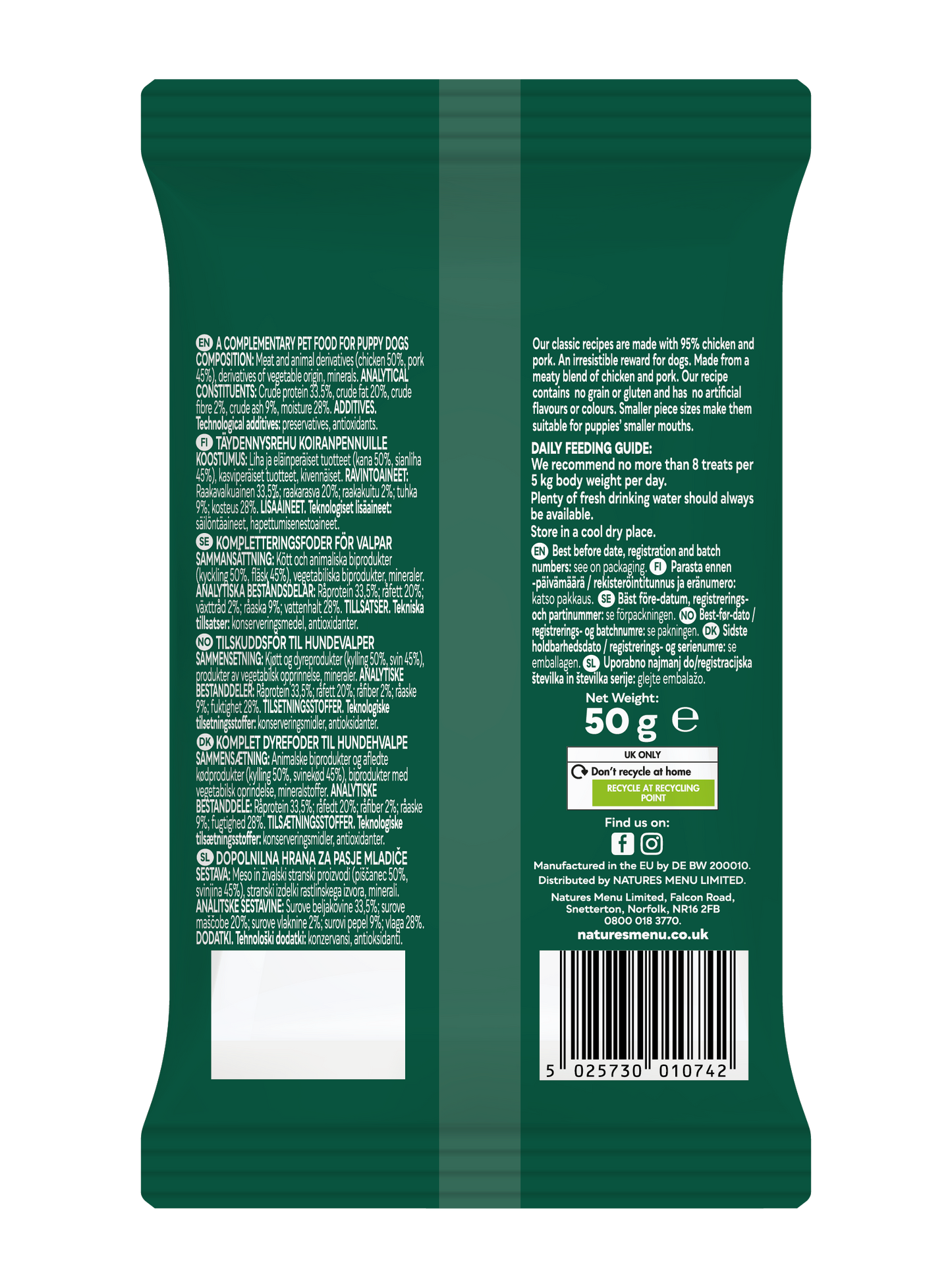 Back View of Natures Menu Meaty Treats with Chicken & Pork for Puppy Dogs