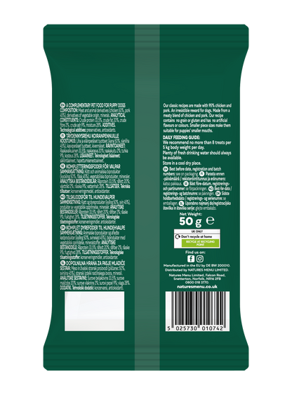 Back View of Natures Menu Meaty Treats with Chicken & Pork for Puppy Dogs