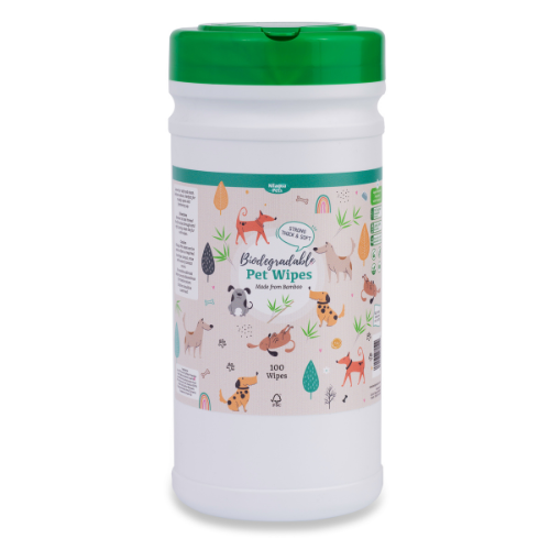 Front View of Nilaqua Pets Biodegradable Bamboo Pet Wipes