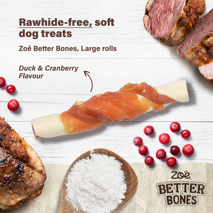 Zoe Better Bones Duck Wrap Large Rolls for Dogs