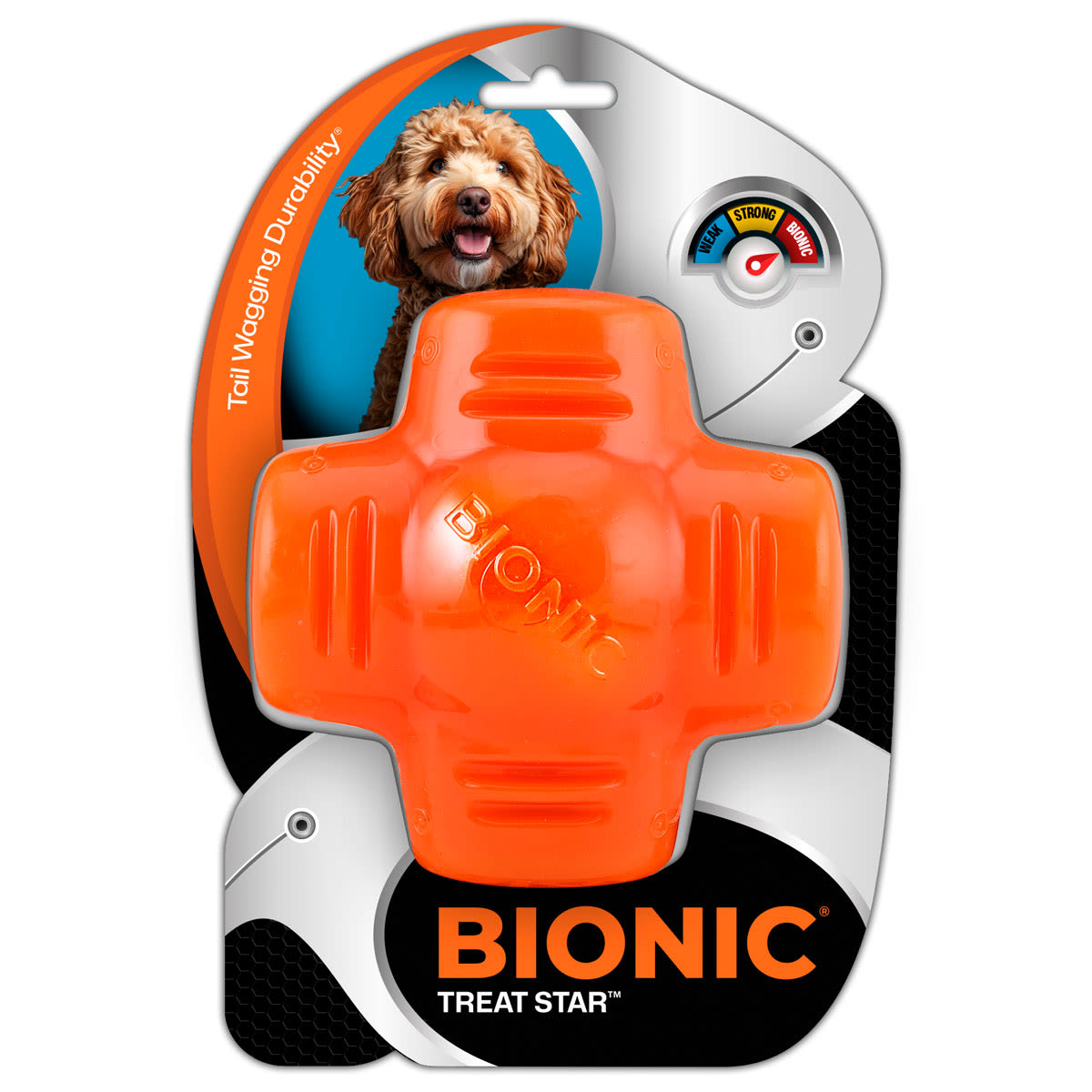 Front View of BIONIC Treat Star Dog Toy