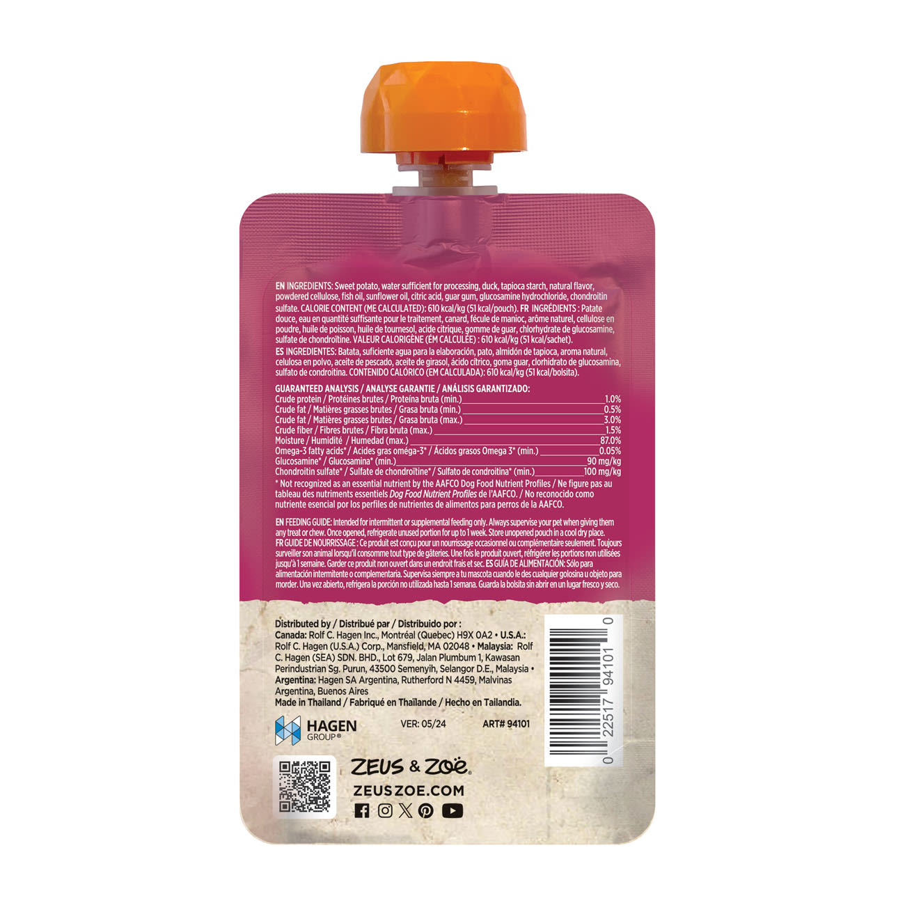 Zoe Licky Snack Sweet Potato & Duck Recipe Dog Treat