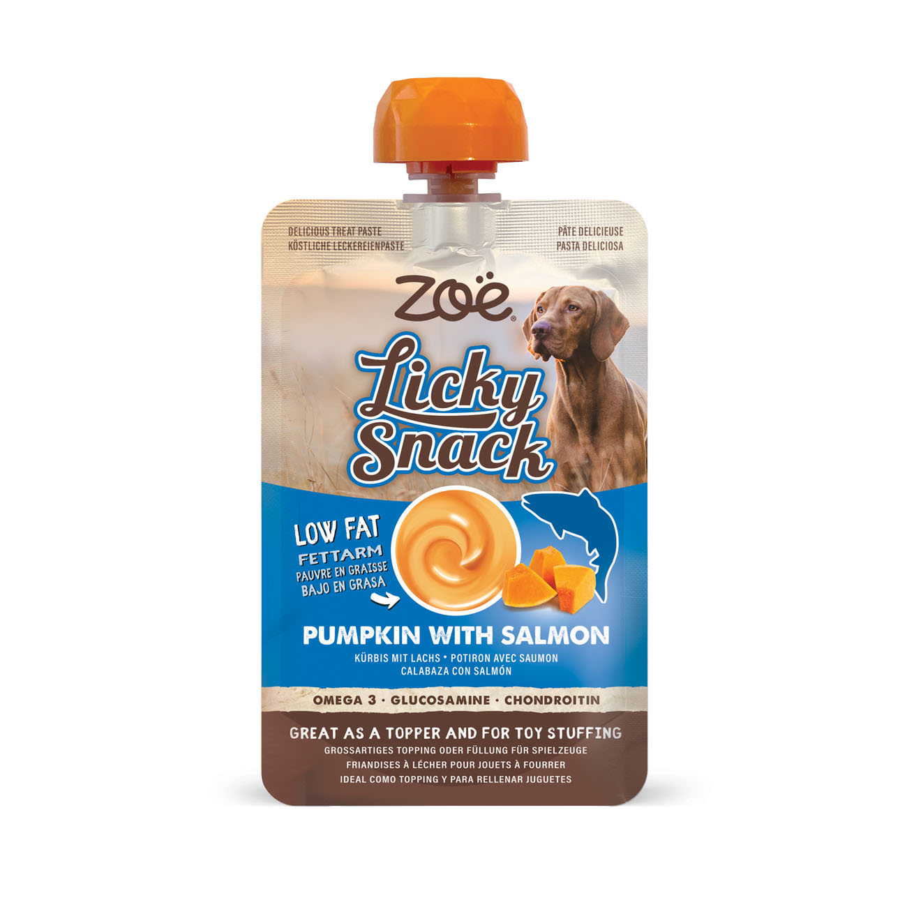 Front View of Zoe Licky Snack Pumpkin & Salmon Recipe Dog Treat