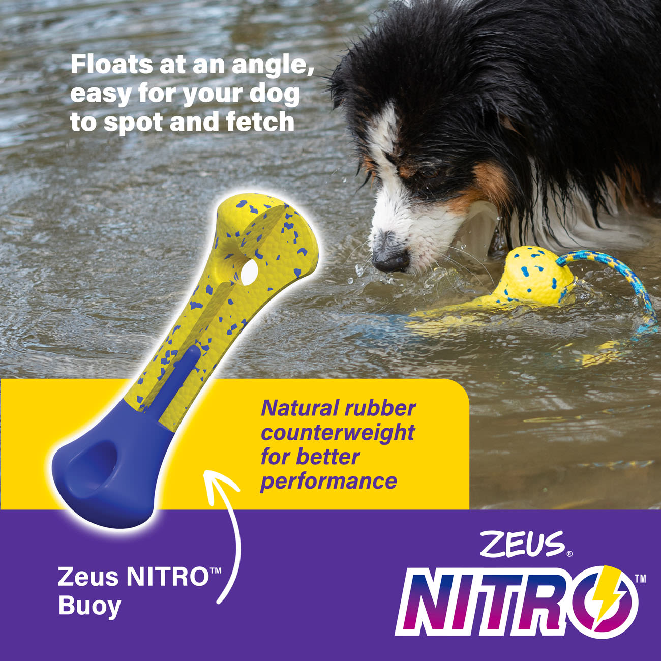 Zeus Nitro Weighted Buoy with Rope Dog Toy