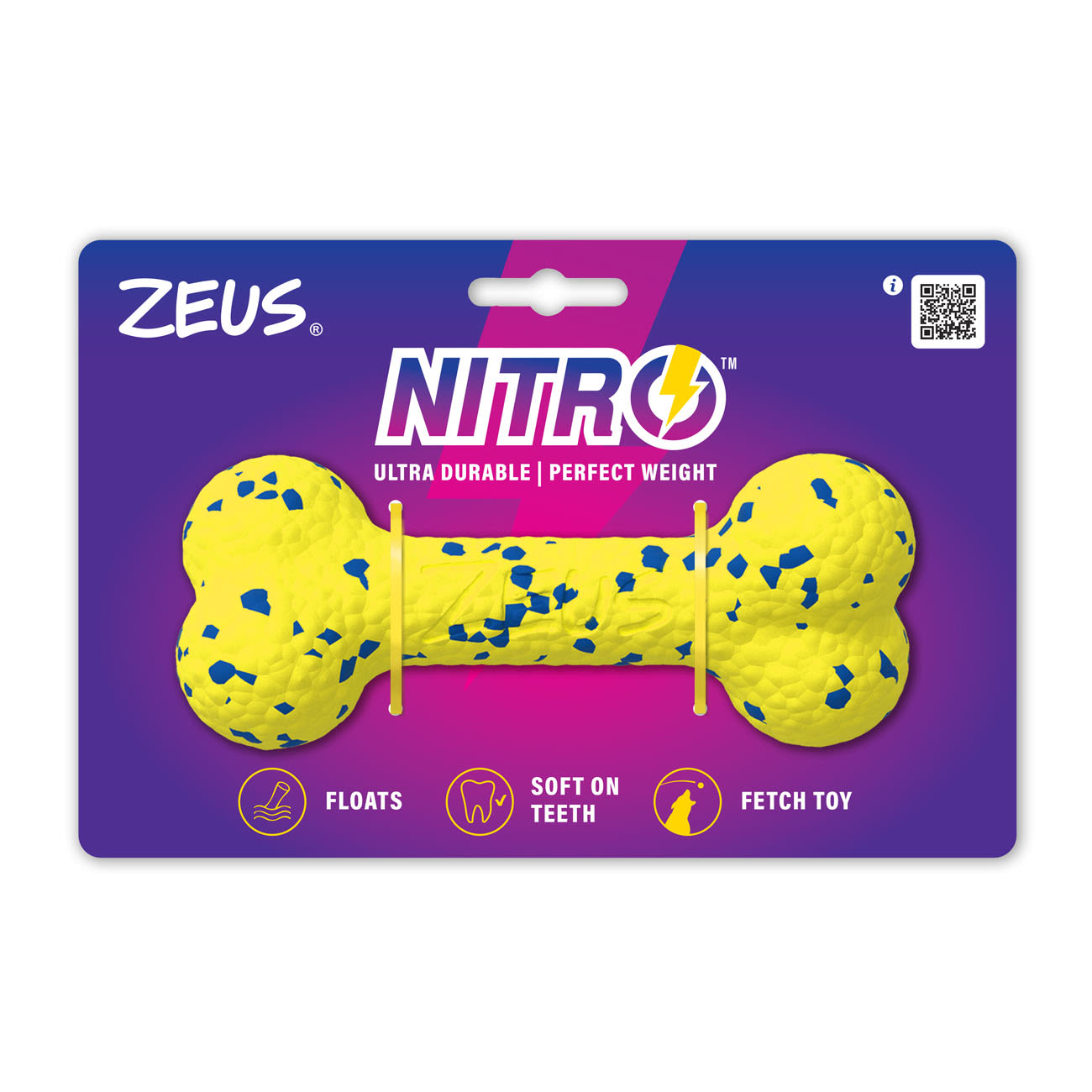 Front View of Zeus Nitro Bendy Bone Dog Toy