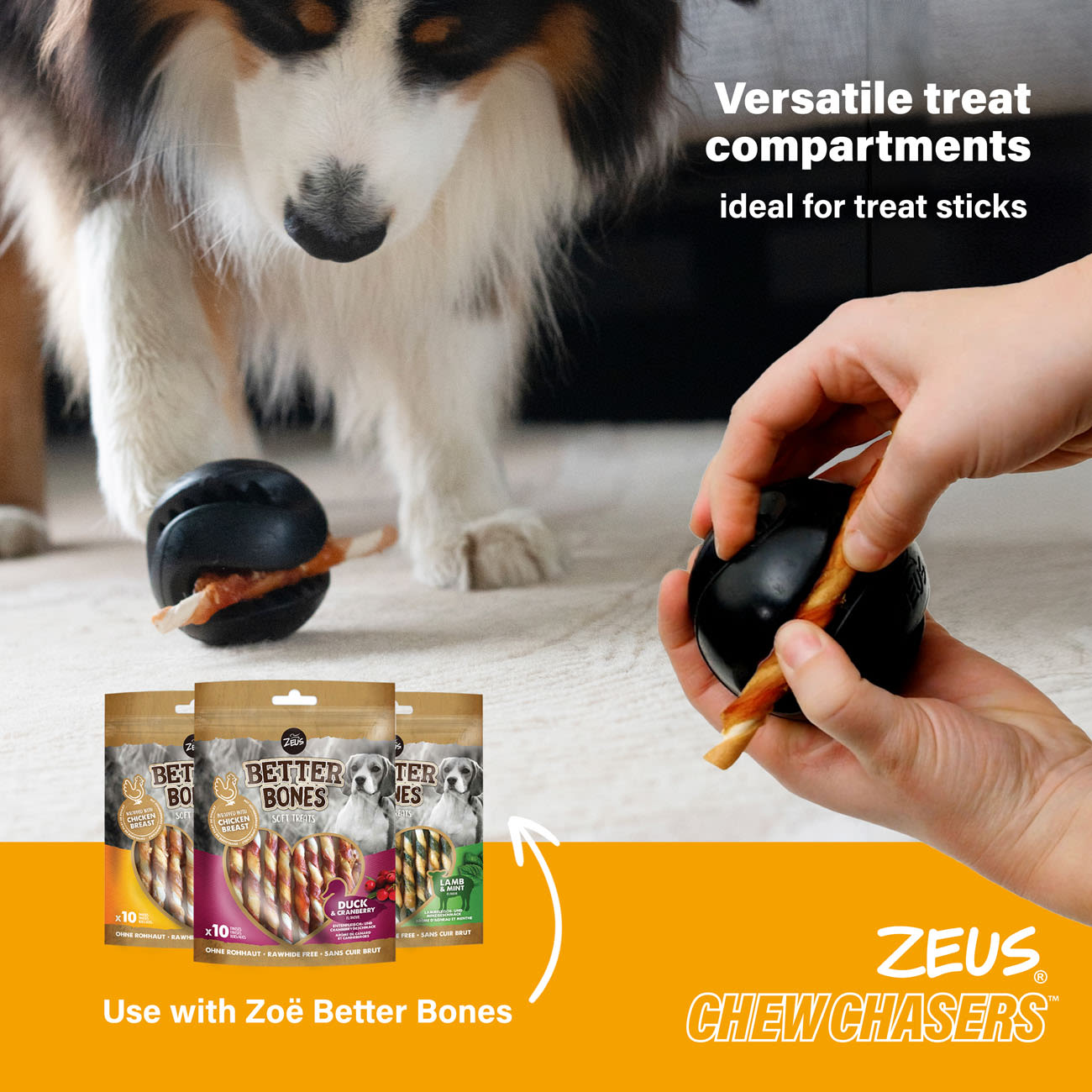 Zeus ChewChasers Treat Ball Dog Toy