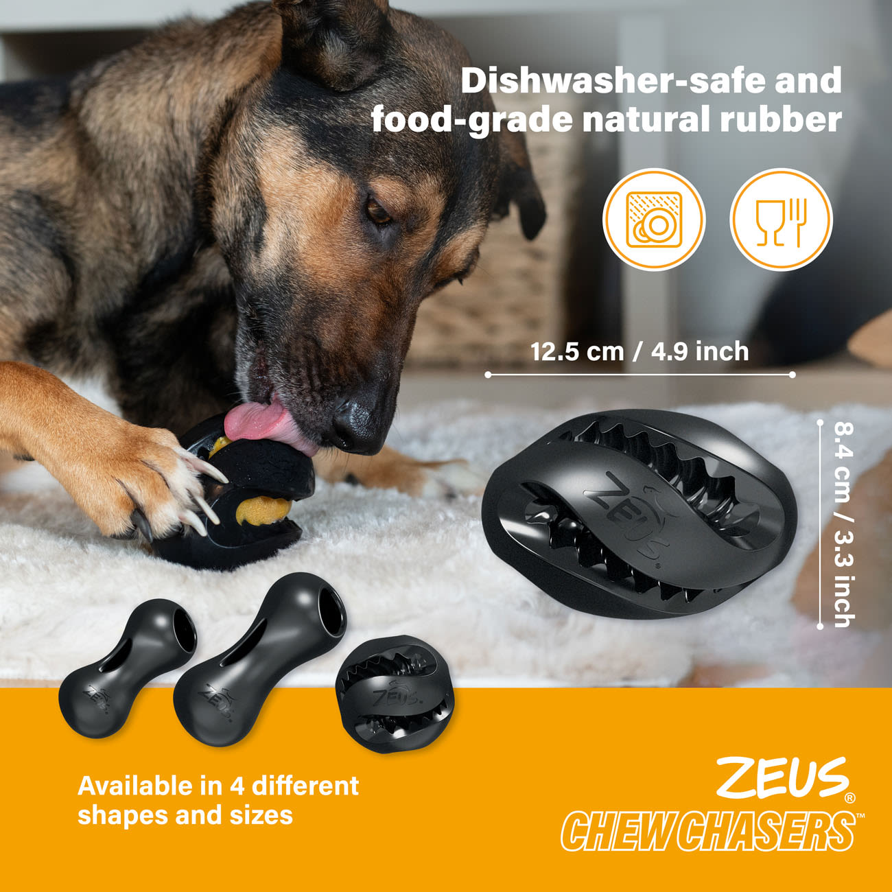 Zeus ChewChasers Treat Rugby Dog Toy