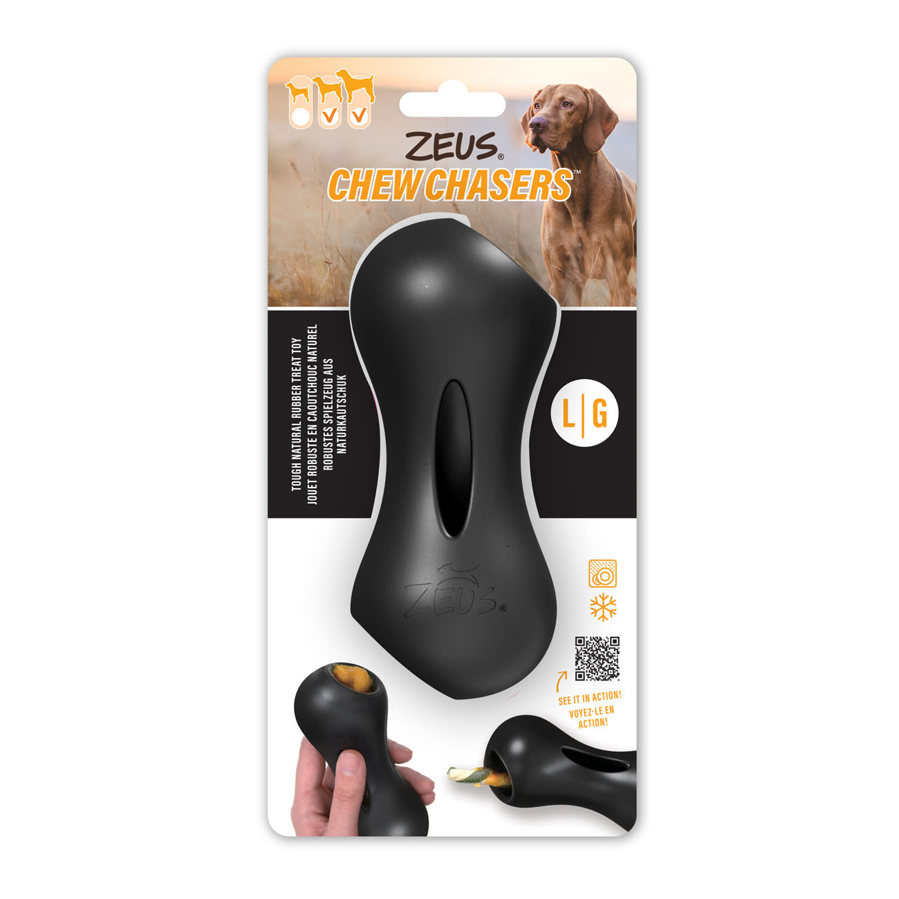 Back View of Zeus ChewChasers Treat Peanut Dog Toy