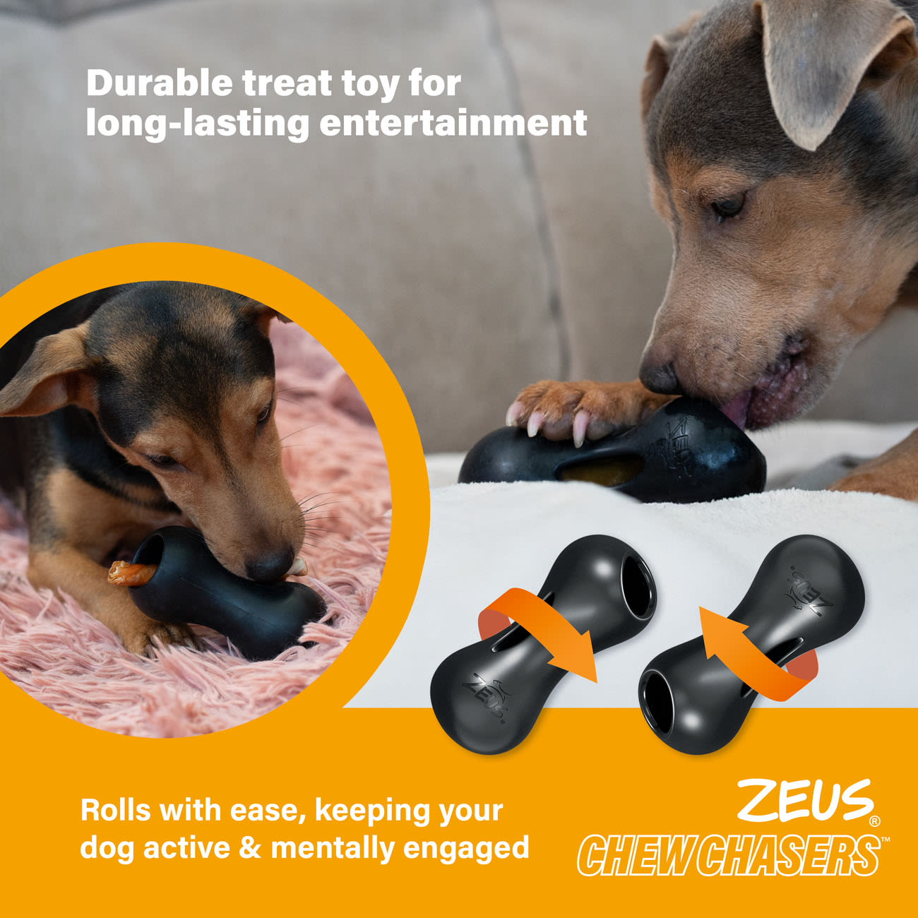 Zeus ChewChasers Treat Peanut Dog Toy