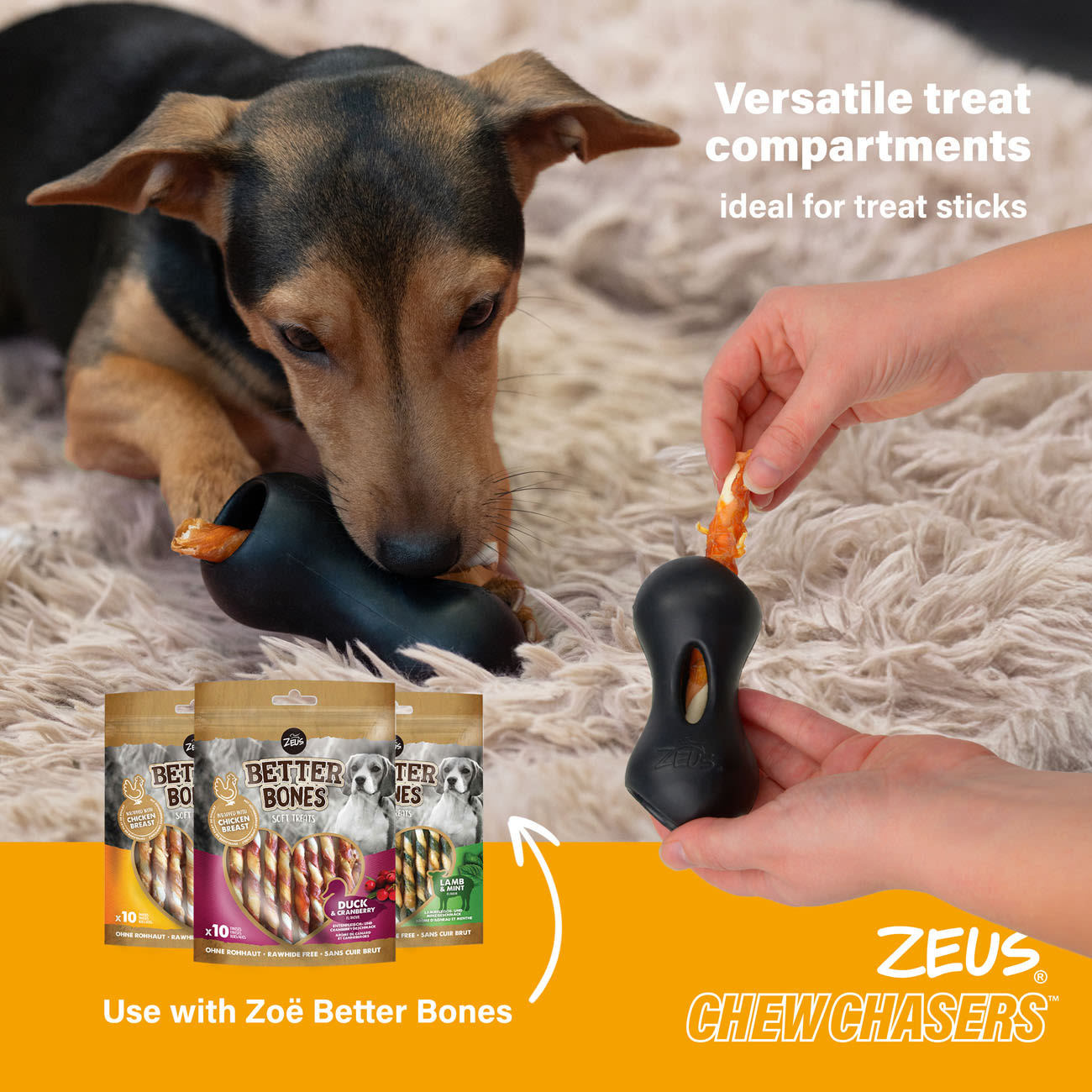 Zeus ChewChasers Treat Peanut Dog Toy