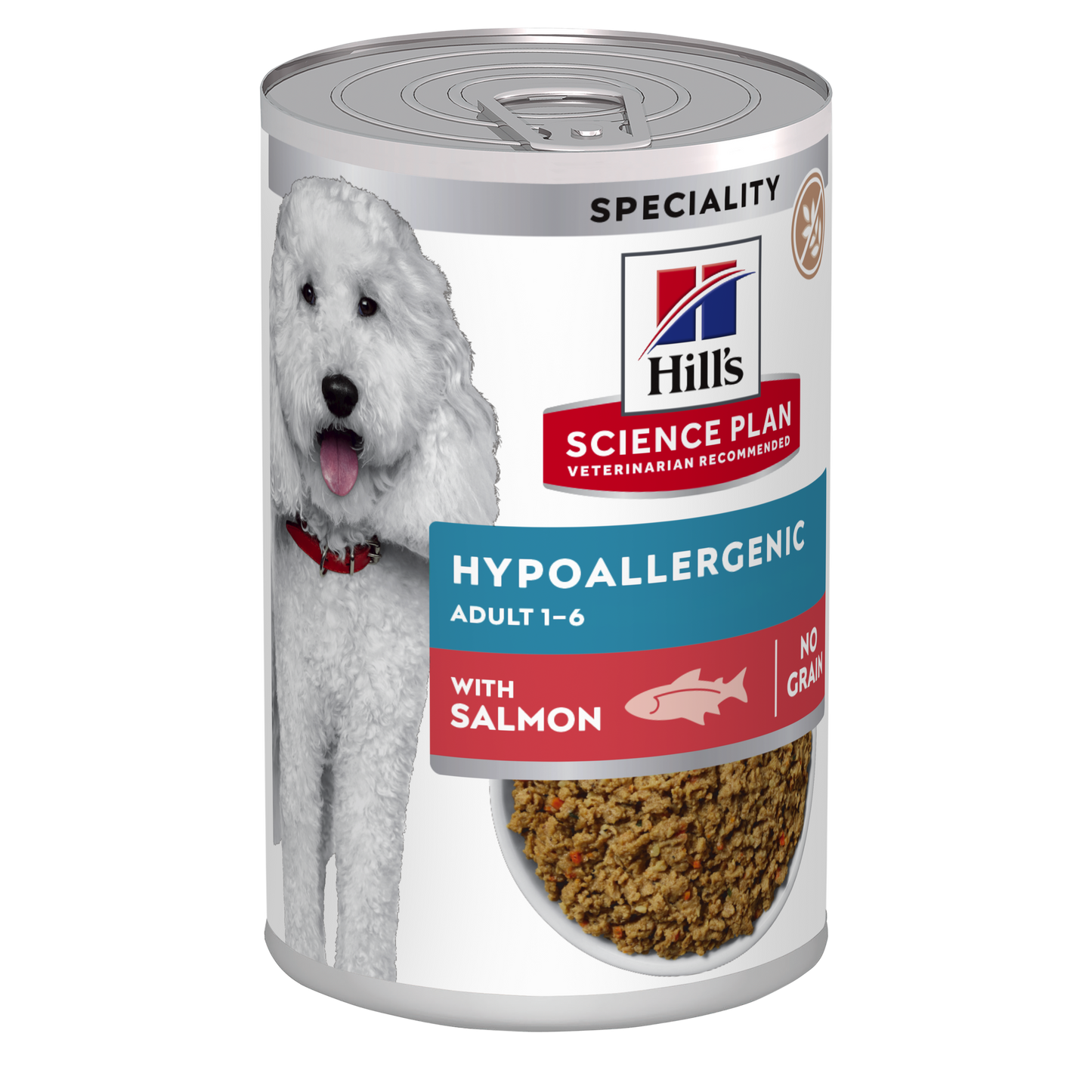 Front View of Hill's Science Plan Canine Adult Hypoallergenic with Salmon Wet Dog Food
