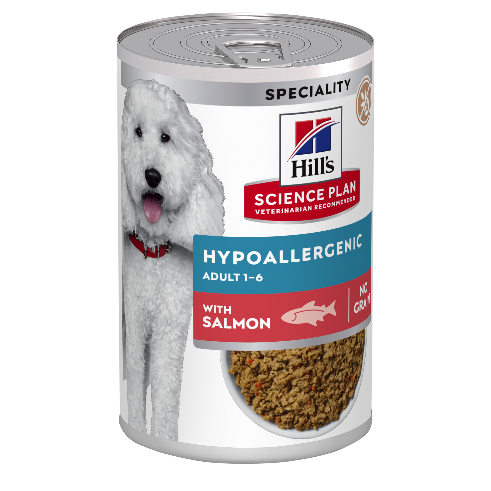 Front View of Hill's Science Plan Canine Adult Hypoallergenic with Salmon Wet Dog Food