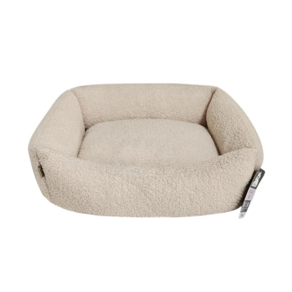 Front View of Dream Paws Almond White Boucle Dog Bed