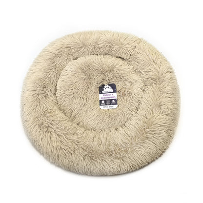 Front View of Dream Paws Round Anxiety Reducing Plush Pet Bed
