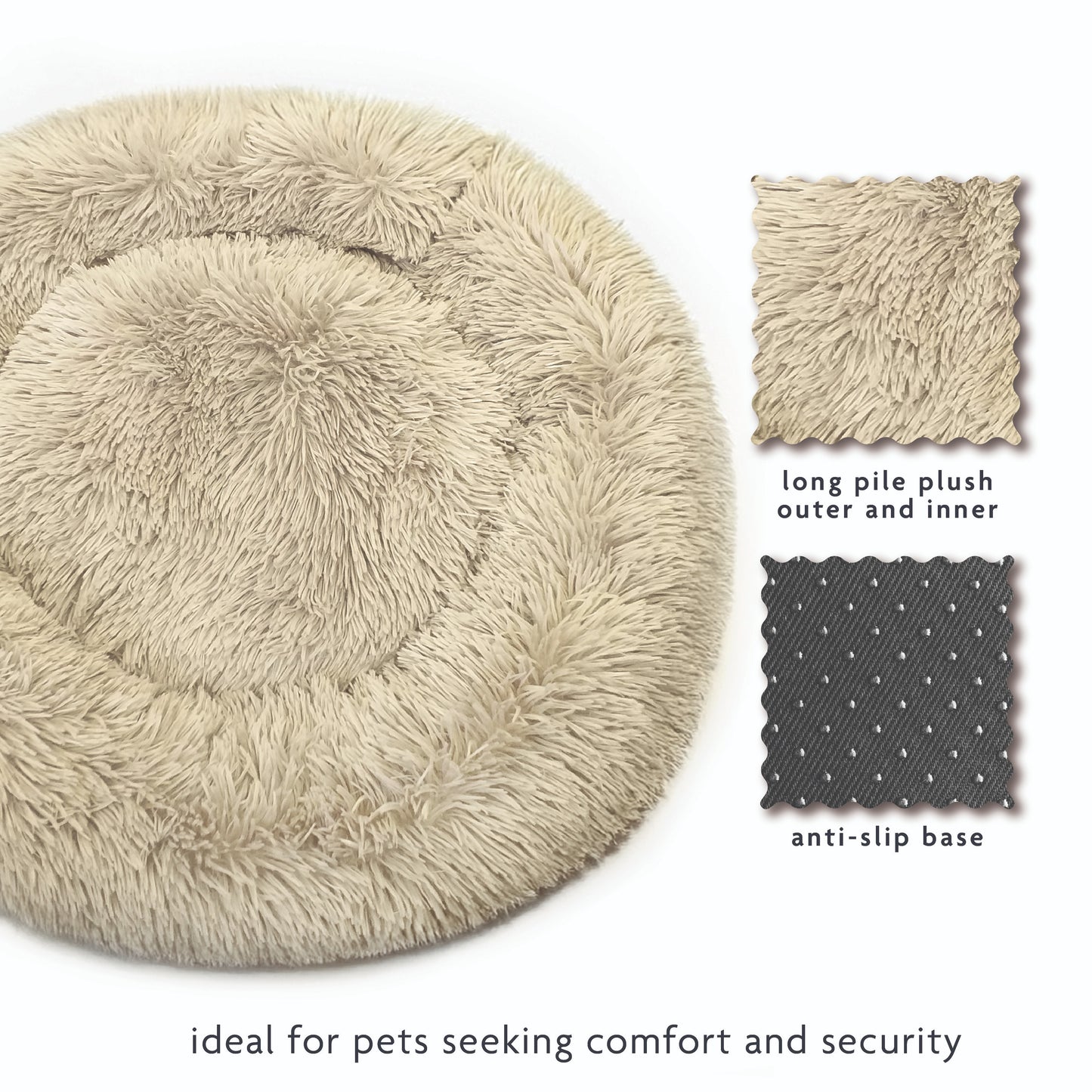 Dream Paws Round Anxiety Reducing Plush Pet Bed