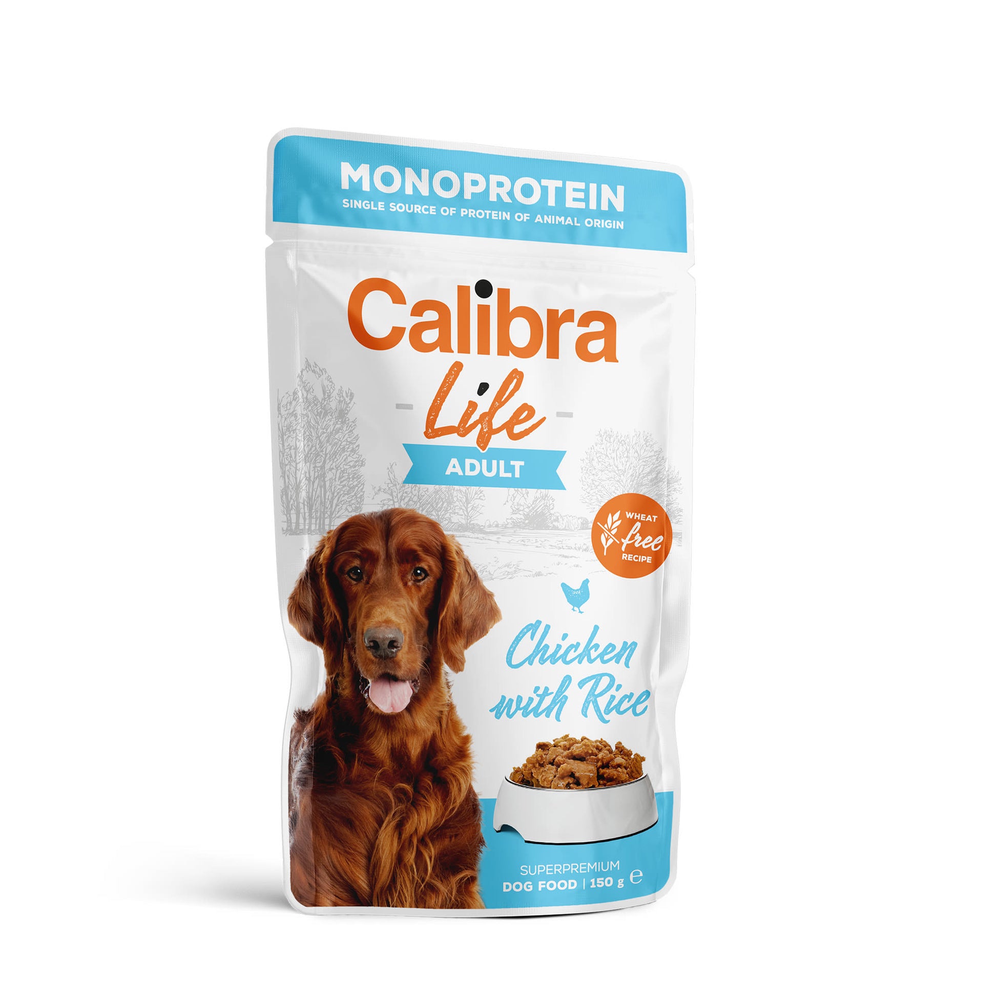 Front View of Calibra Life Adult Dog Food Pouch - Chicken with Rice