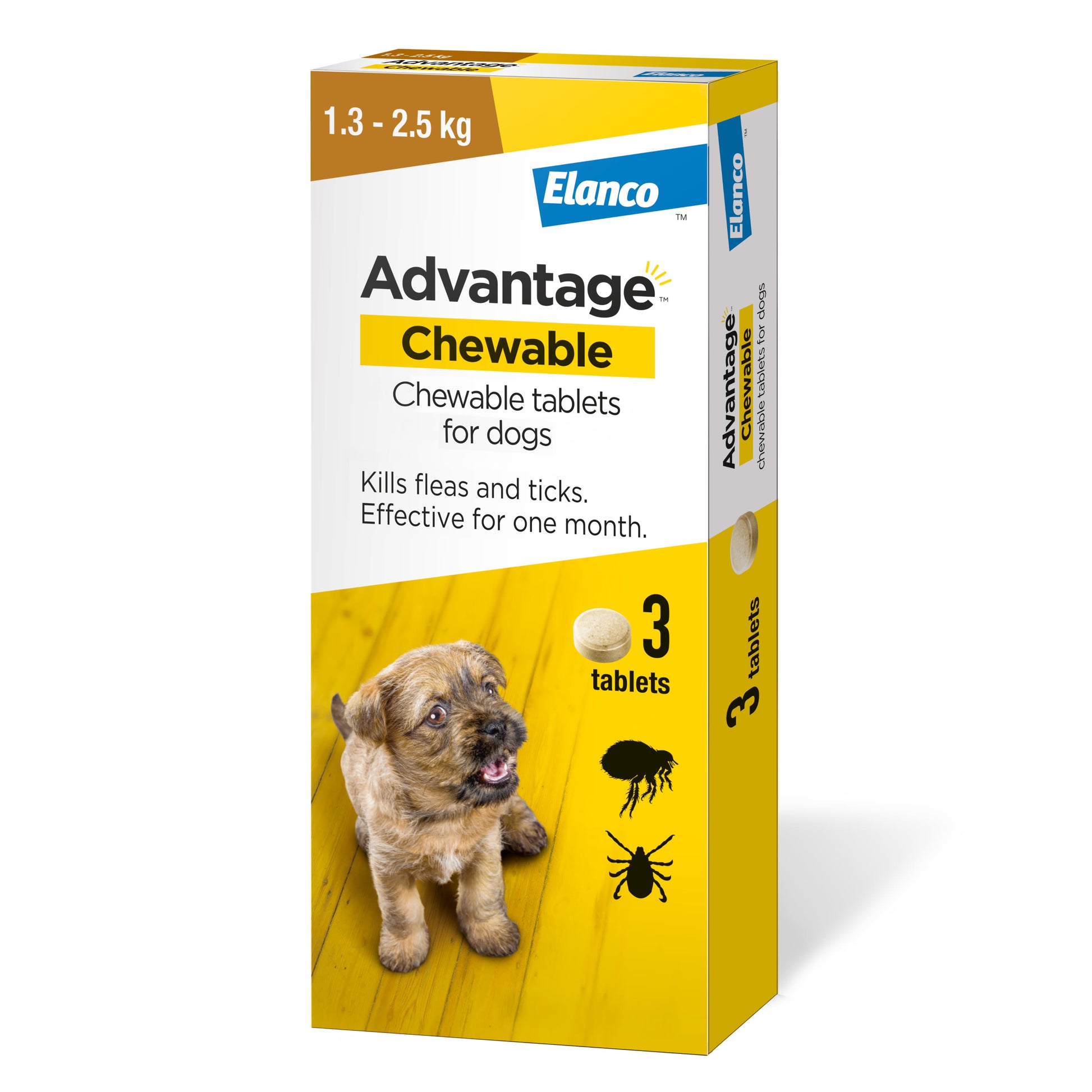 Front View of Advantage Chewable Flea and Tick Protection for Dogs - 1.3 - 2.5kg