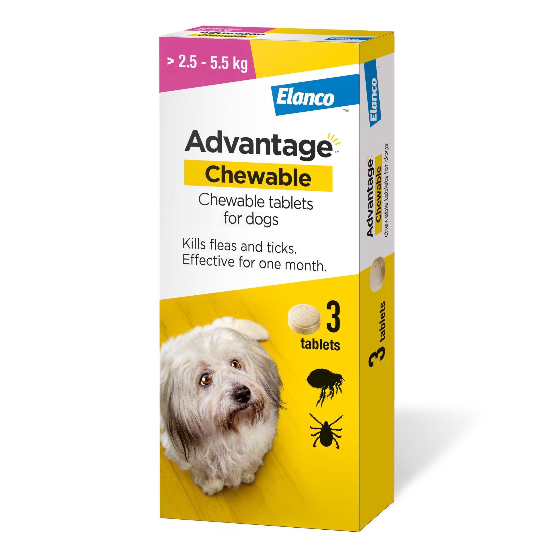Front View of Advantage Chewable Flea and Tick Protection for Dogs - 2.5 - 5.5kg