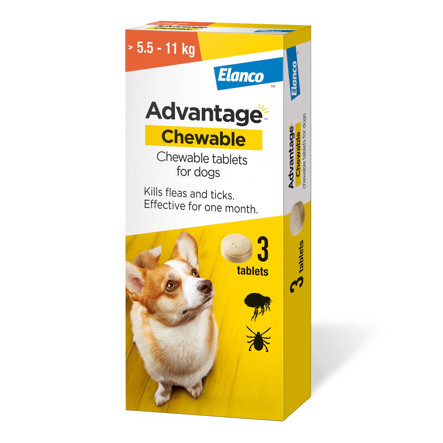 Front View of Advantage Chewable Flea and Tick Protection for Dogs - 5.5 - 11kg