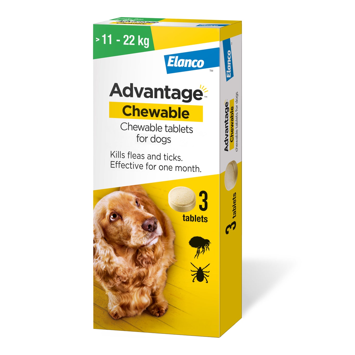 Front View of Advantage Chewable Flea and Tick Protection for Dogs - 11 - 22kg