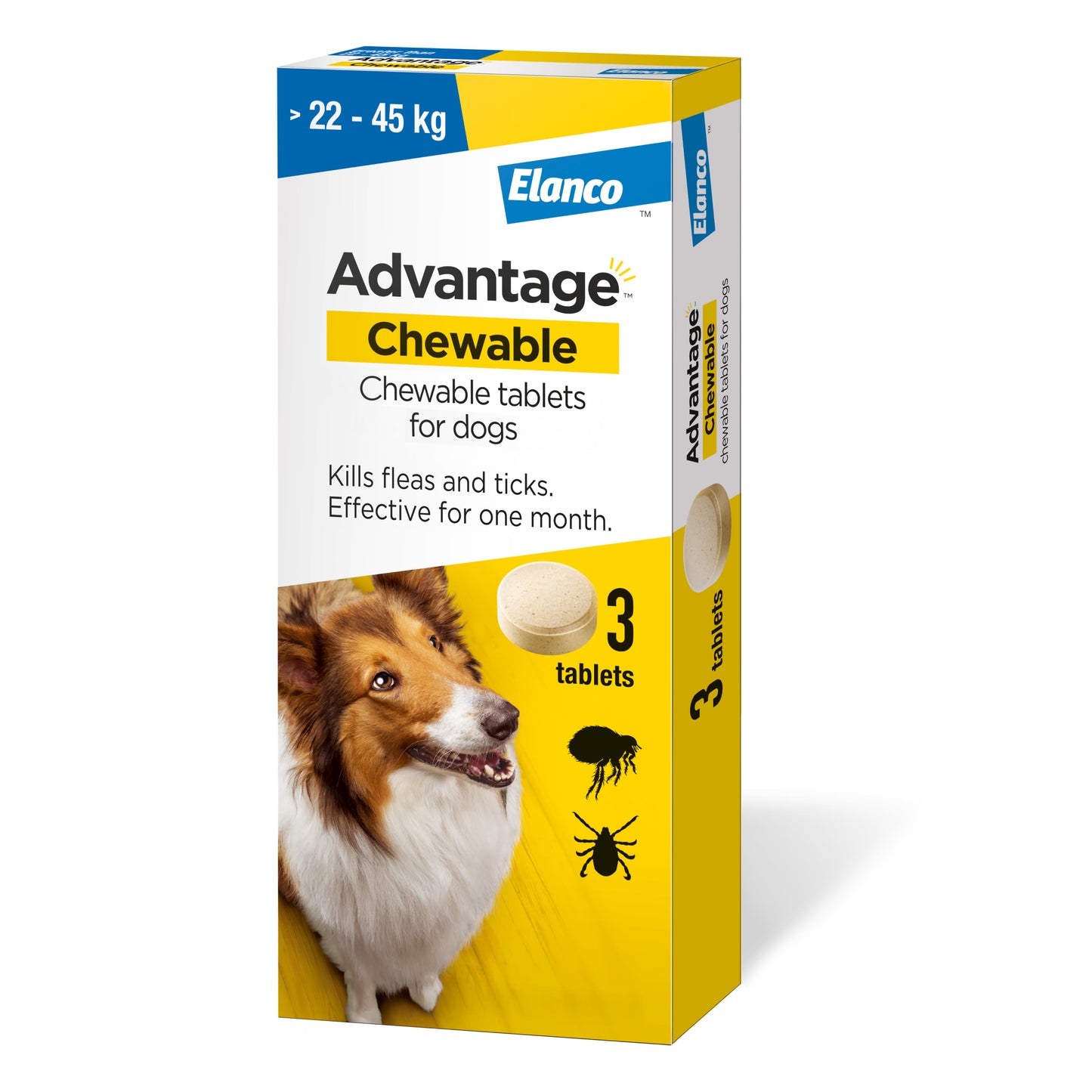 Front View of Advantage Chewable Flea and Tick Protection for Dogs - 22 - 45kg 