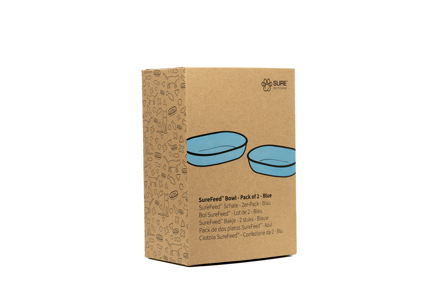 Front View of Surefeed Pet Feeder Bowl - Blue