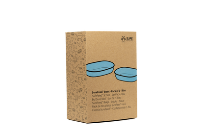 Front View of Surefeed Pet Feeder Bowl - Blue