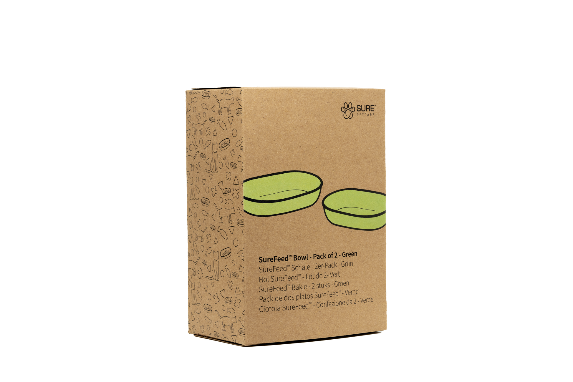 Front View of Surefeed Pet Feeder Bowl - Green