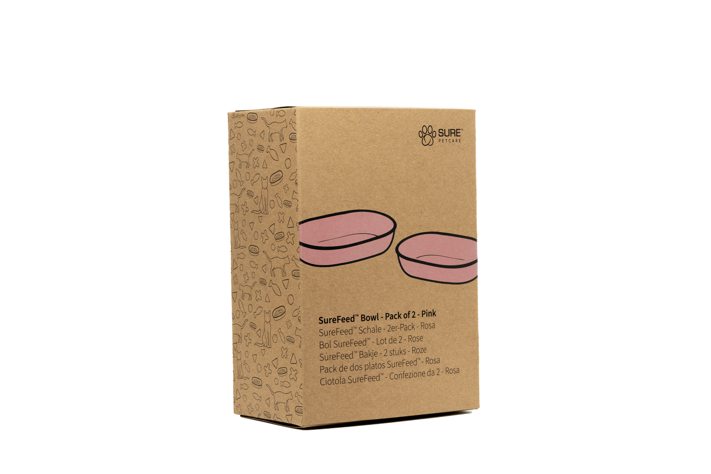 Front View of Surefeed Pet Feeder Bowl - Pink