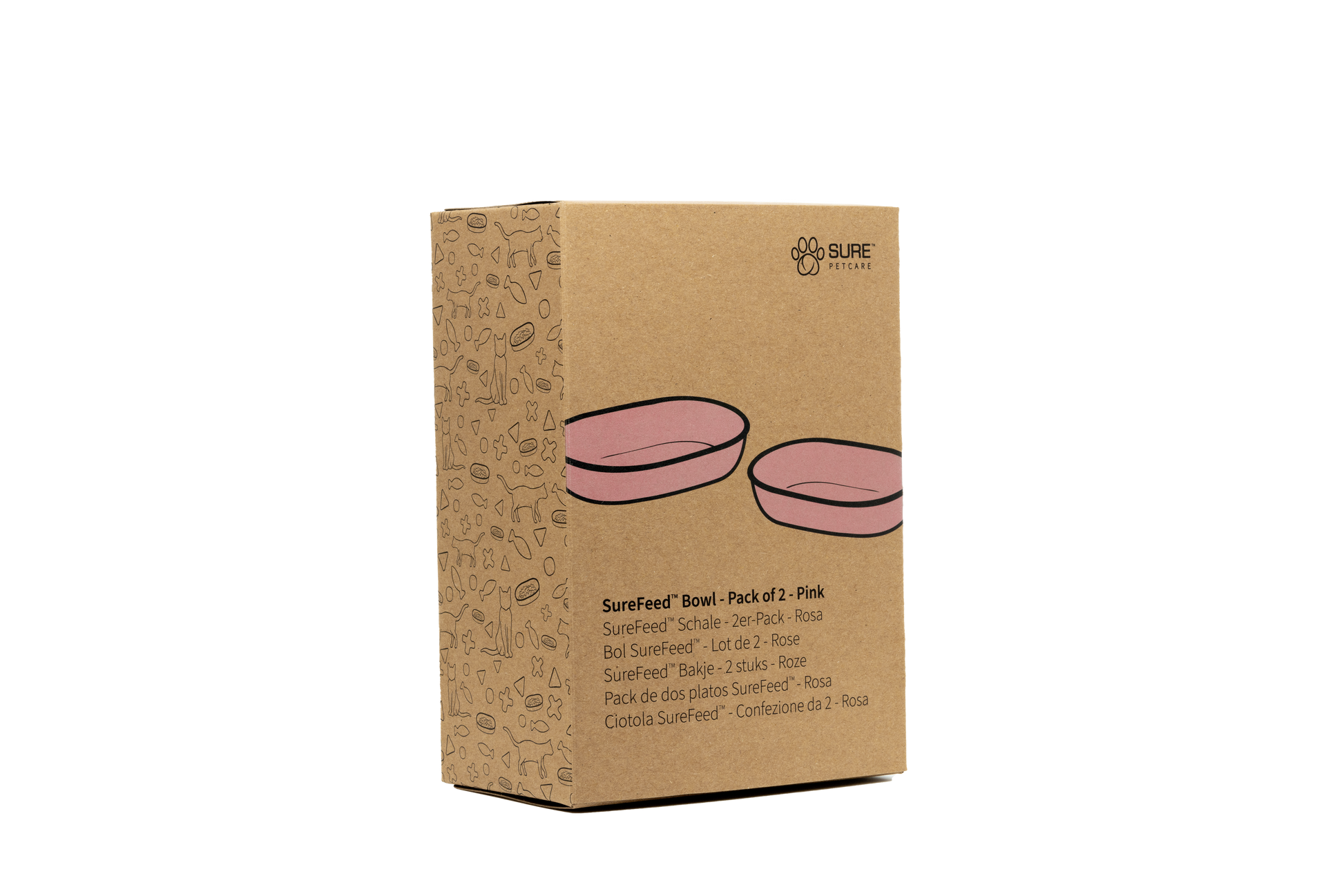 Front View of Surefeed Pet Feeder Bowl - Pink