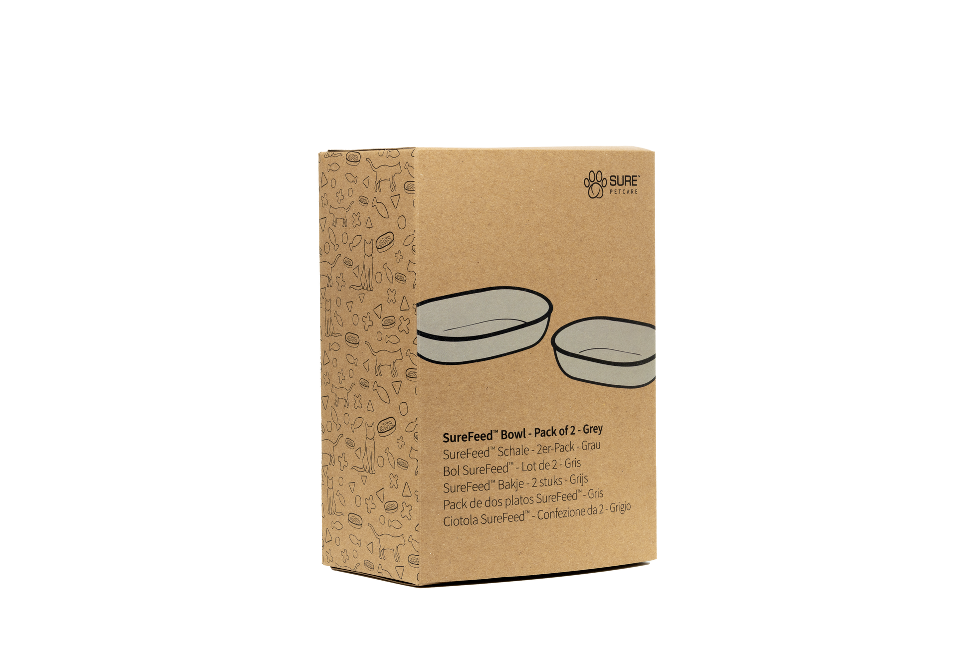 Front View of Surefeed Pet Feeder Bowl - Grey